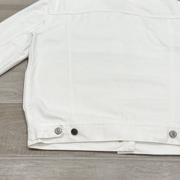 Anthropologie Pilcro Oversized Denim Jean Boyfriend Jacket in Off-White Size M - Picture 12 of 15